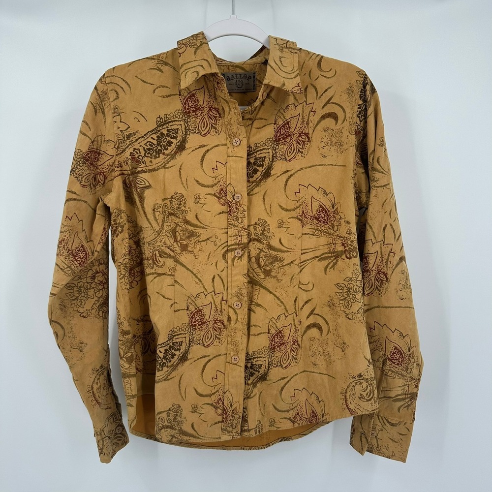 Gallop Womens Western Floral Paisley Top Size S Southwestern Boho Sueded Prairie